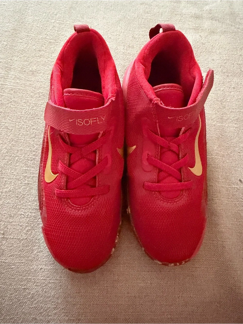 Nike Kids Red Sneakers with Gold Swoosh - ISOFLY